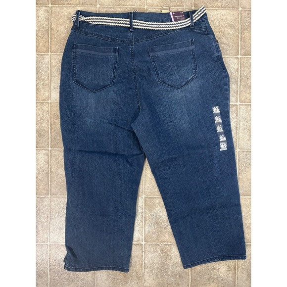 Gloria Vanderbilt Amanda Capri Jeans 14 Blue Stretch Classic Rise Belted New - Picture 2 of 5